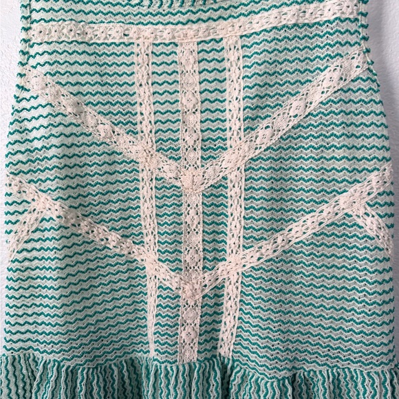 Free People Crochet Lace Open Keyhole Back Ruffle Peplum Green Women's Medium M - Picture 2 of 7